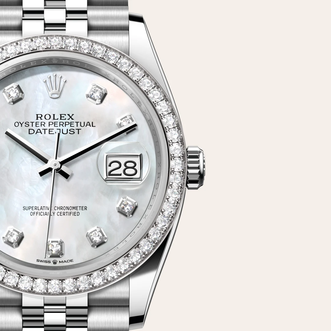 Rolex datejust in Rolesor bianco (combinazione di acciaio Oystersteel e oro bianco), M126284RBR-0011 Abate 1920
